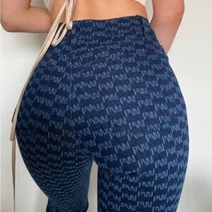 Paloma Wool | Keira PW All Over Logo Printed Straight Leg Jeans Indigo Blue 36 4